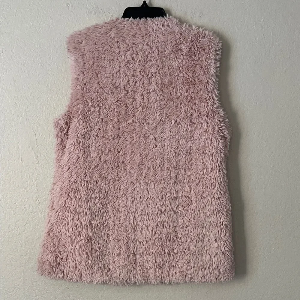 Bernardo Collection Vest Womens Pink faux Fur Snap Front Plush Shaggy in Size L